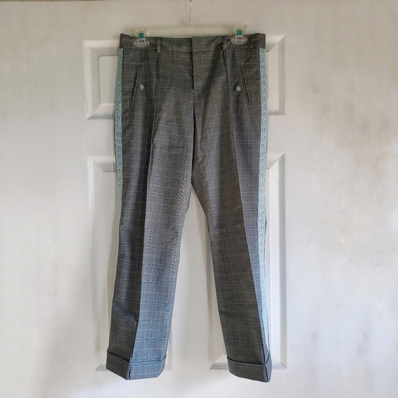 Intuitions Gray Plaid Lace Detail Pants Size 6 NWOT - Picture 7 of 16